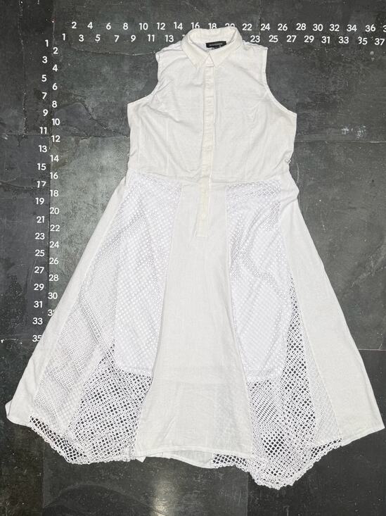 Ashley Stewart Dresses & Skirts - Ashley Stewart Sleeveless White Shirt Dress with Mesh Overlay Detailing
